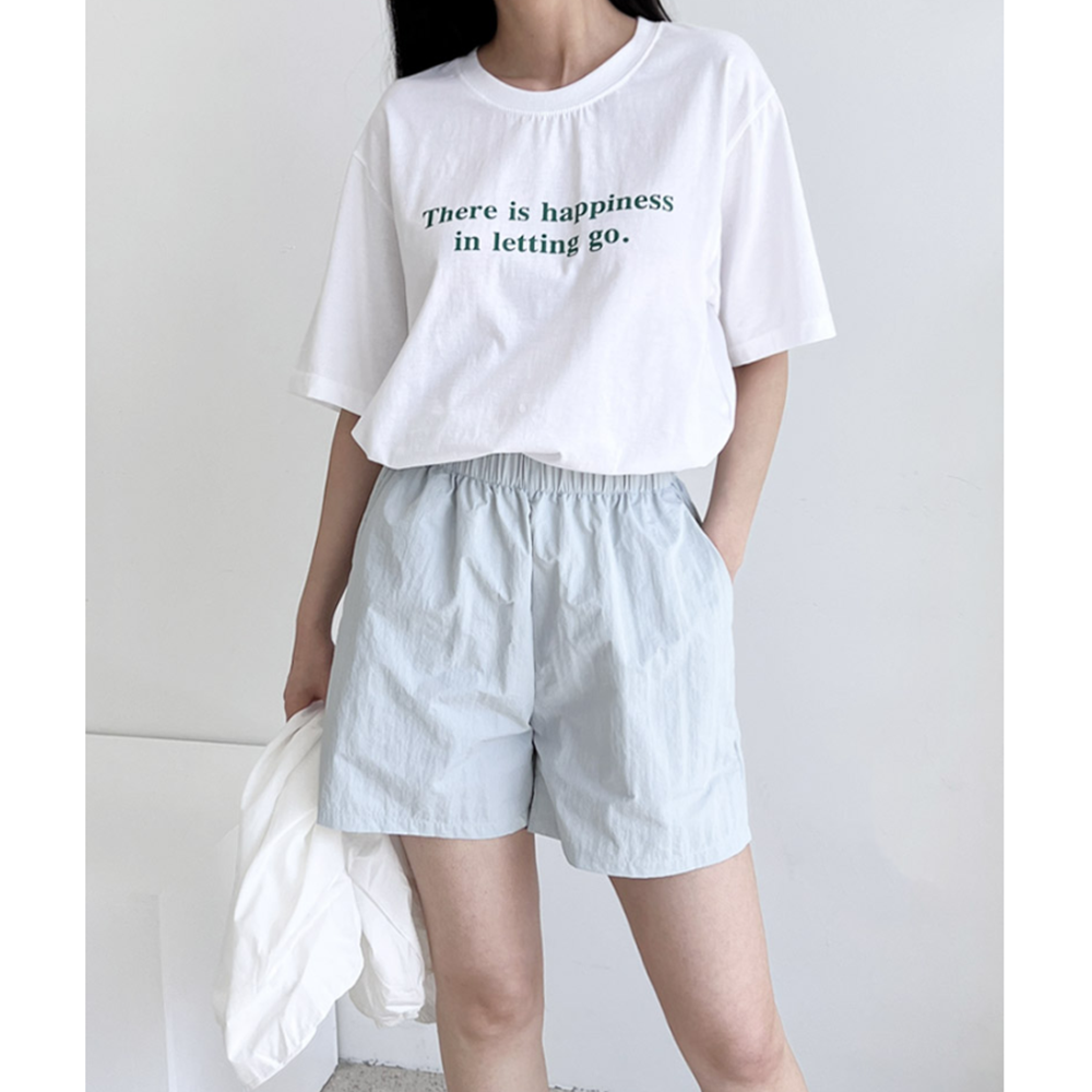 베이지색반바지 여자 바스락 냉장고 3부 고무줄 밴딩 반바지 - 상세 이미지 3