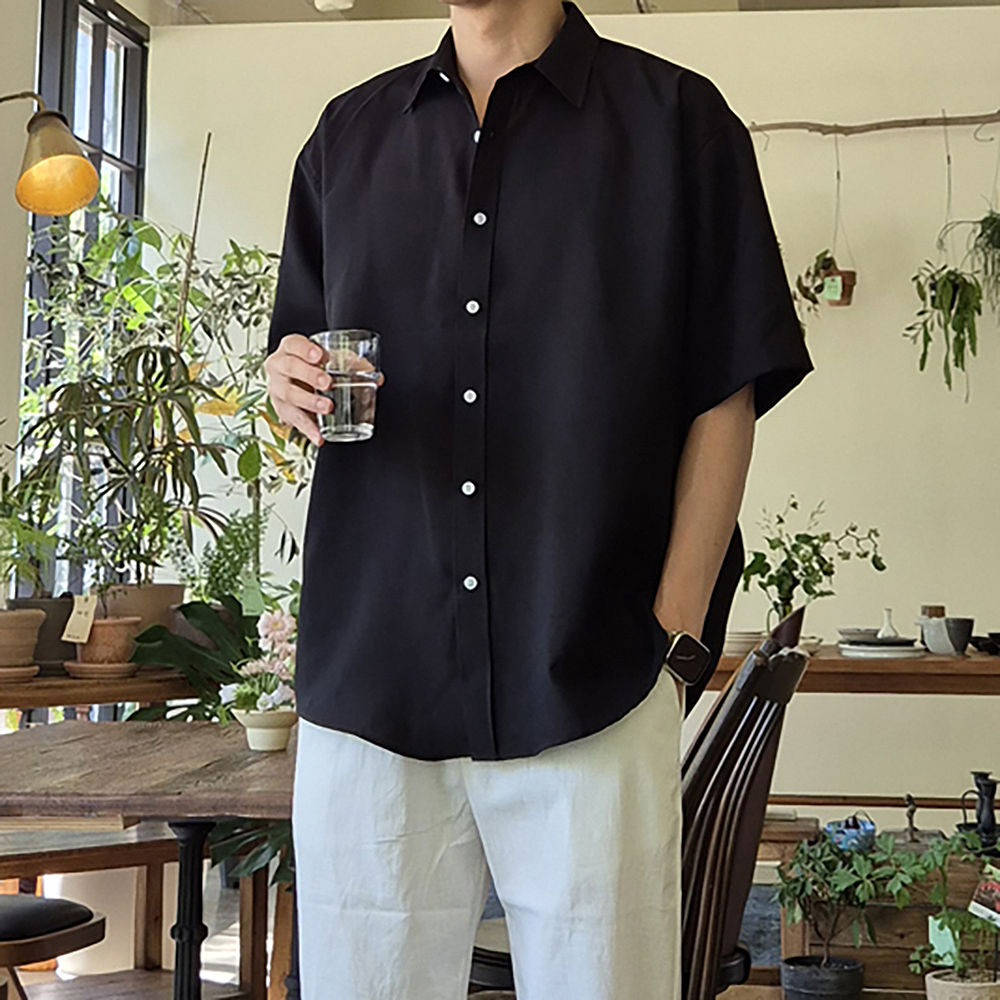 남자셔츠 남자반팔셔츠 오버핏 구김없는 남성린넨남방