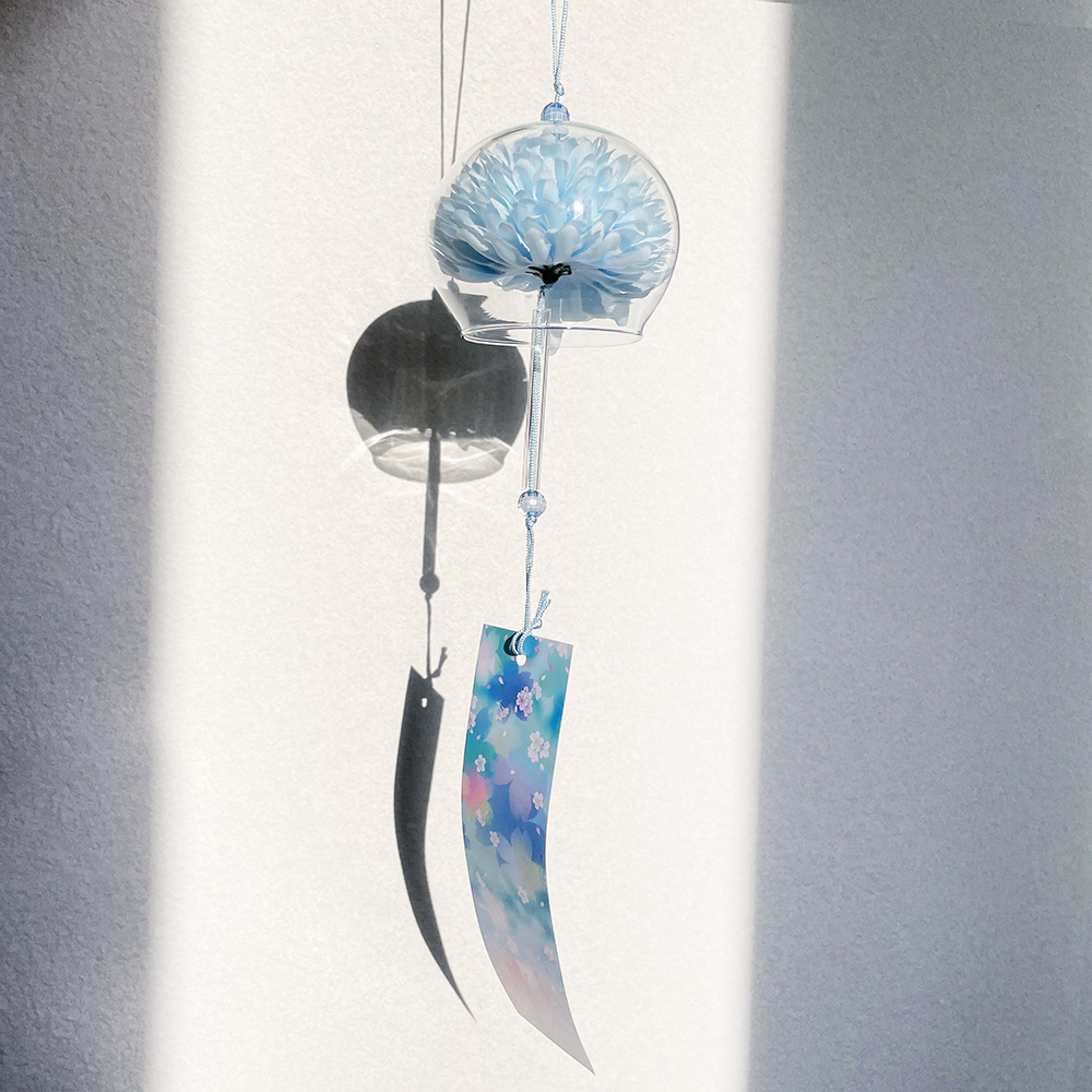 꽃 후우링 일본 유리 풍경 후링 후우린 유리종 현관 문 종 윈드차임벨 국화