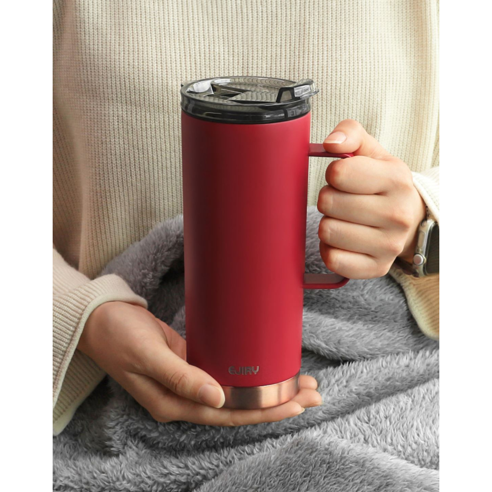 핸들 보온보냉 텀블러 600ml 스텐 차량용 손잡이 진공 리유저블 커피 차 - 상세 이미지 3