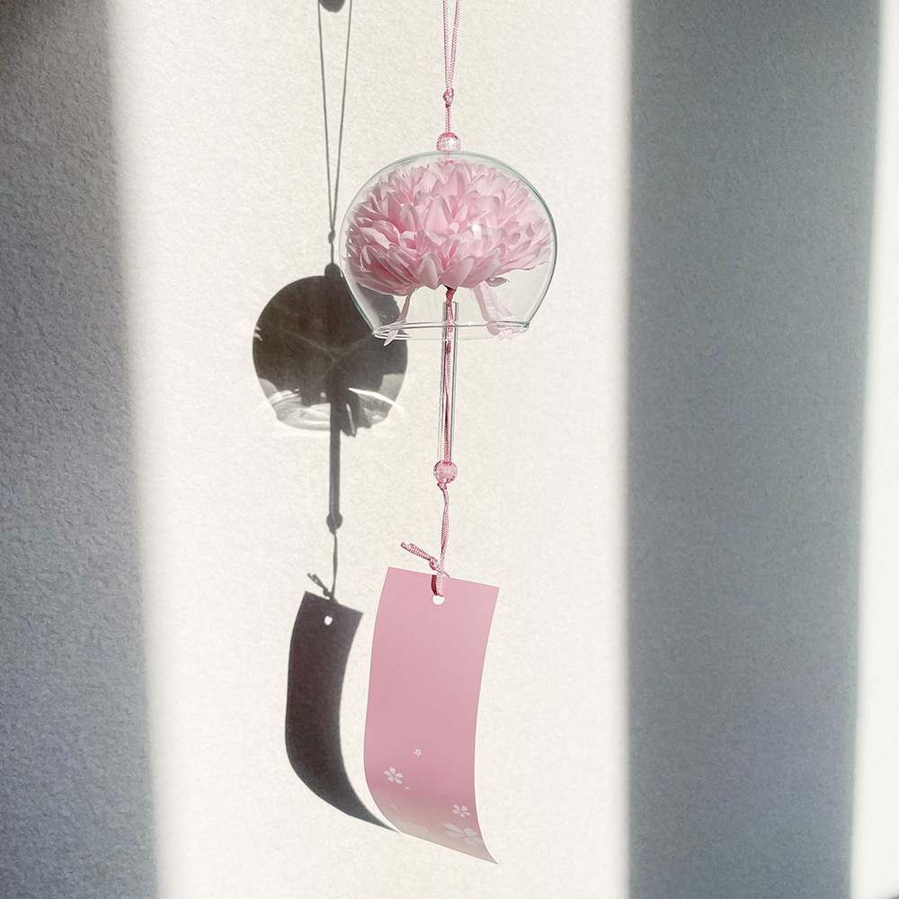 꽃 후우링 일본 유리 풍경 후링 후우린 유리종 현관 문 종 윈드차임벨 국화