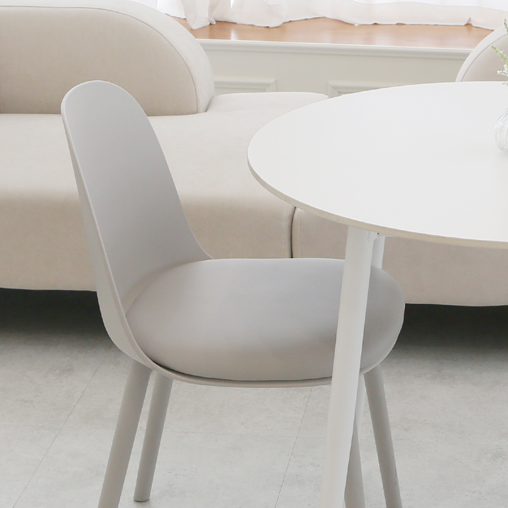 플럼 2인용 세라믹식탁 포세린 화이트 원형 식탁 세트 850 의자 2개