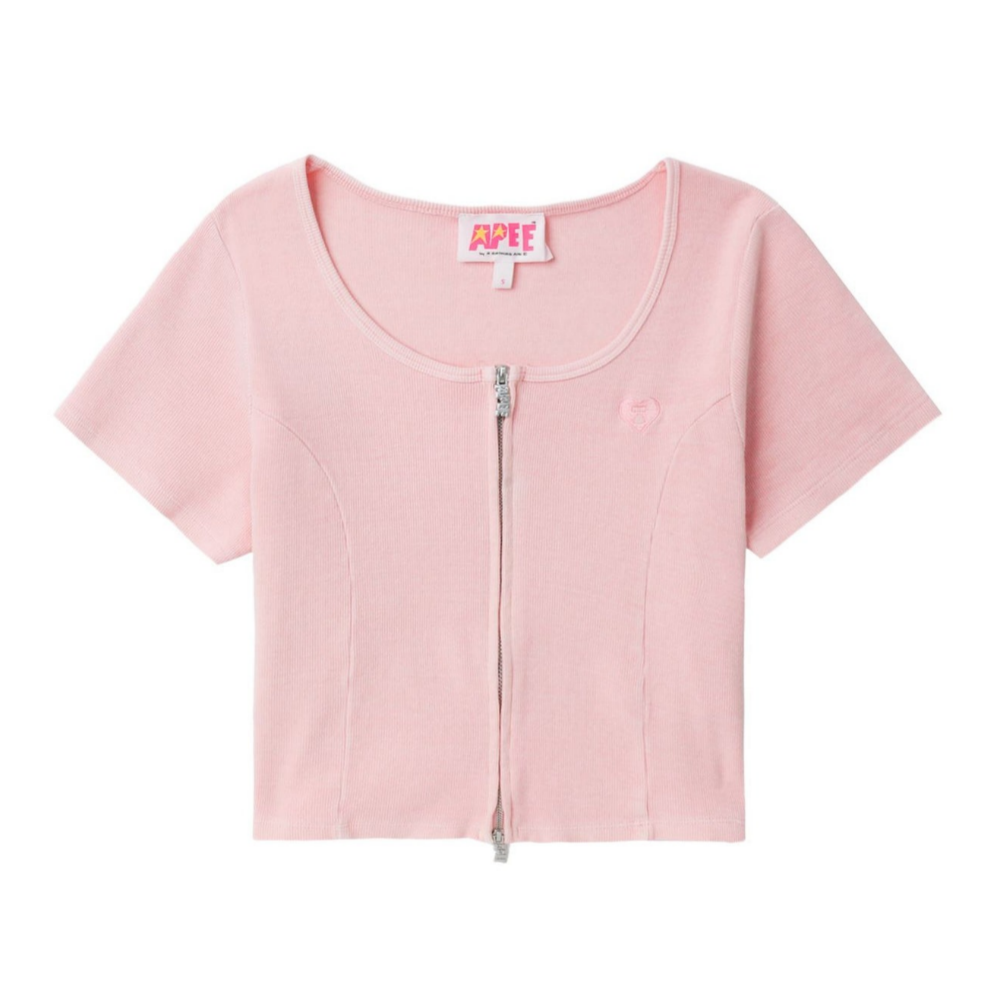 베이프 우먼즈 반팔티 WASHED ZIP UP TOP CK20-209-010 - 메인 이미지