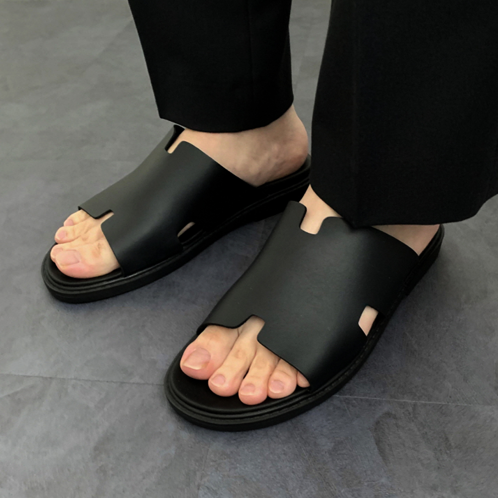 남자슬리퍼 키높이3cm 사무실 여름 통굽 슬리퍼 - 메인 이미지