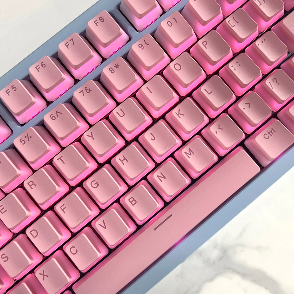 푸딩 투명 키캡 핑크 LED RGB 반투명 OEM PBT 커스텀 키보드키캡 117키 - 상세 이미지 5