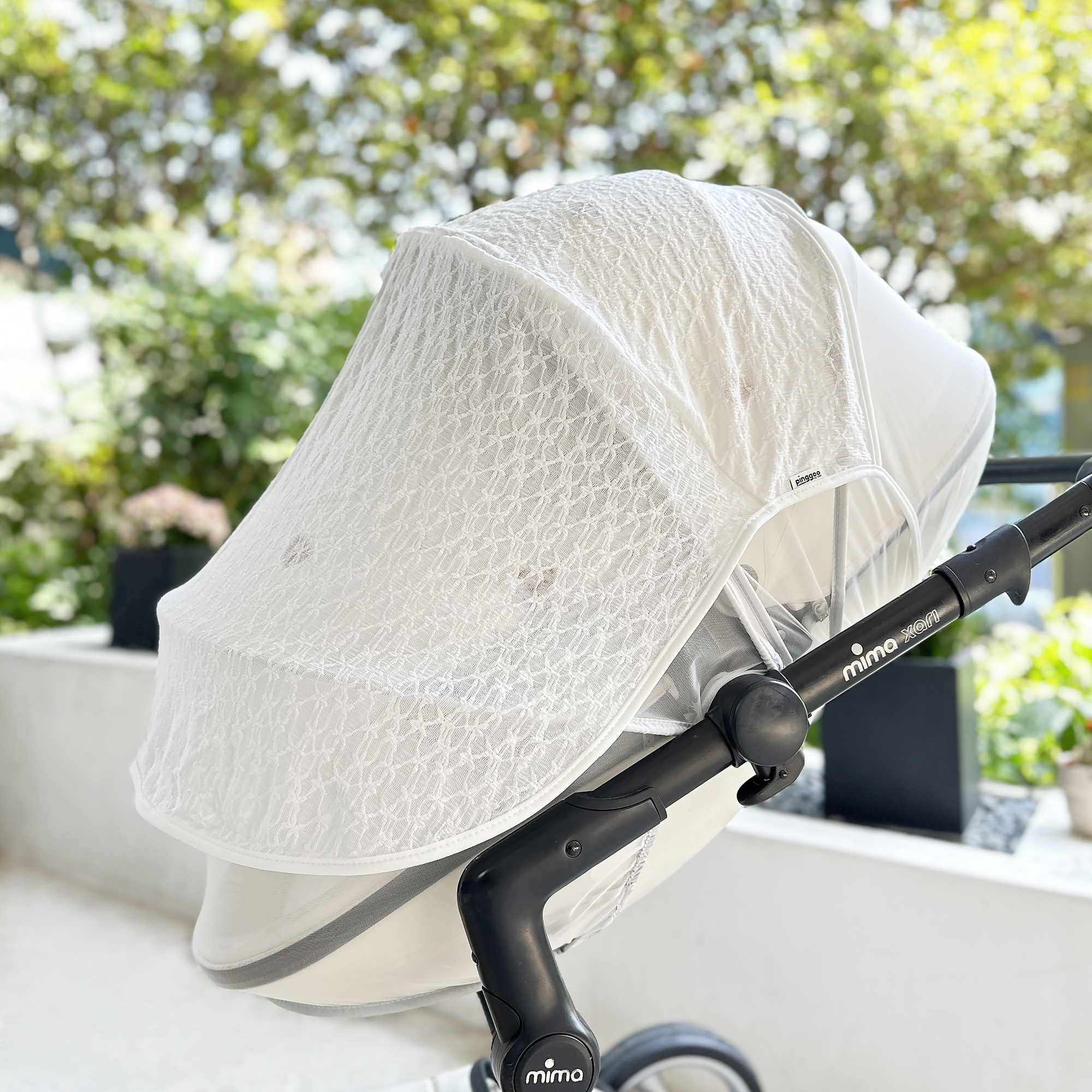 유모차모기장 곰돌이 레이스 꿀잠커튼 세트 유모차커버 햇빛 가리개 덮개 자수 지퍼