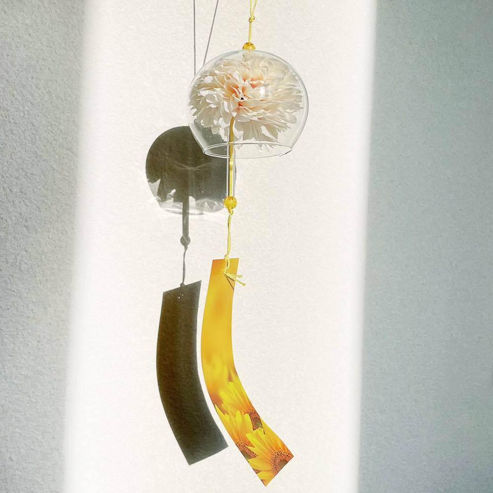 꽃 후우링 일본 유리 풍경 후링 후우린 유리종 현관 문 종 윈드차임벨 국화