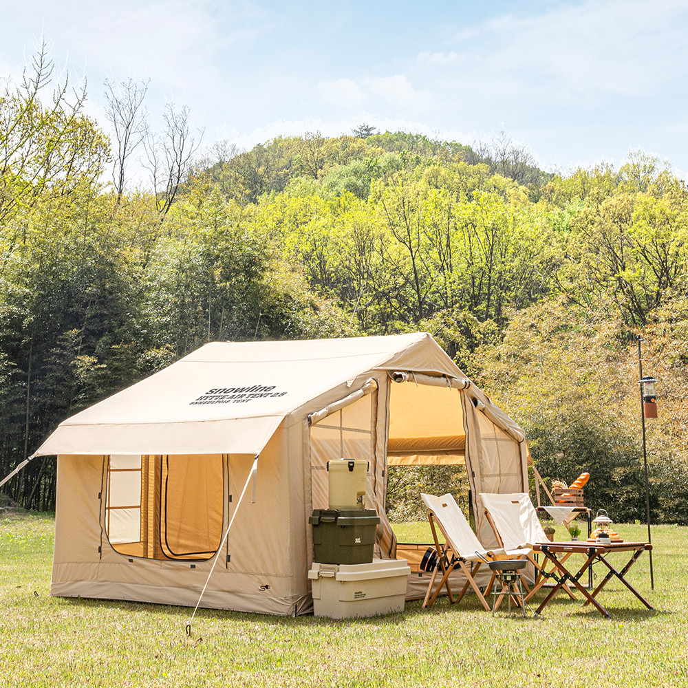 스노우라인 휘떼 에어텐트 2.5 캠핑 사이드TPU창 타프 전동펌프 포함