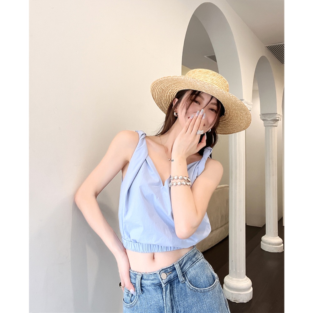 푹쉬면 다행이야 송지효 민소매 탑 코튼 패셔너블 의상 옷 패션 - 상세 이미지 3