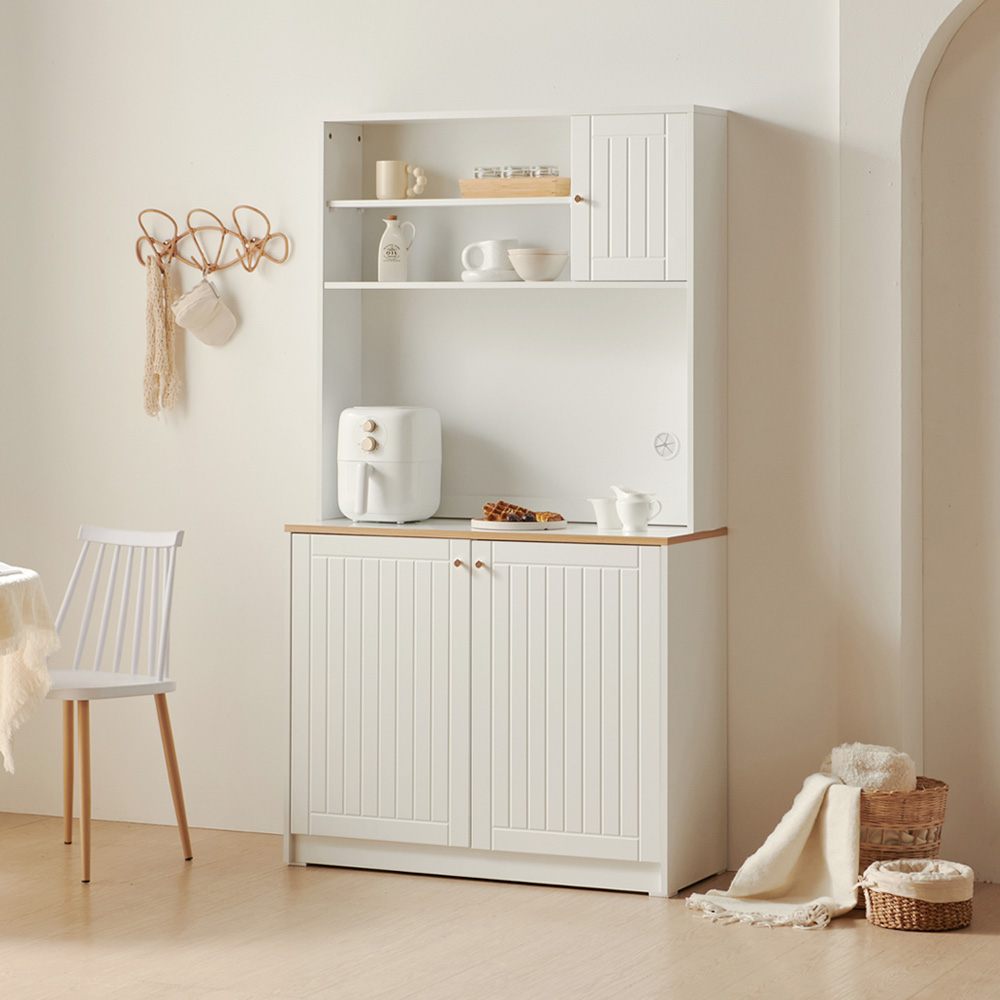 바랑 홈카페수납장 주방 보조 수납장 맘마존 커피머신선반 홈카페장 1000x400x1840mm, 5단, 화이트 - 상품 이미지