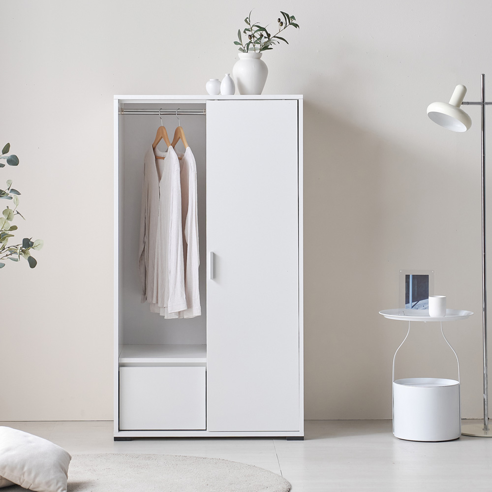 누비아 낮은 슬라이드 옷장 드레스룸 슬라이딩 800x550x1456mm, 서랍형, 화이트