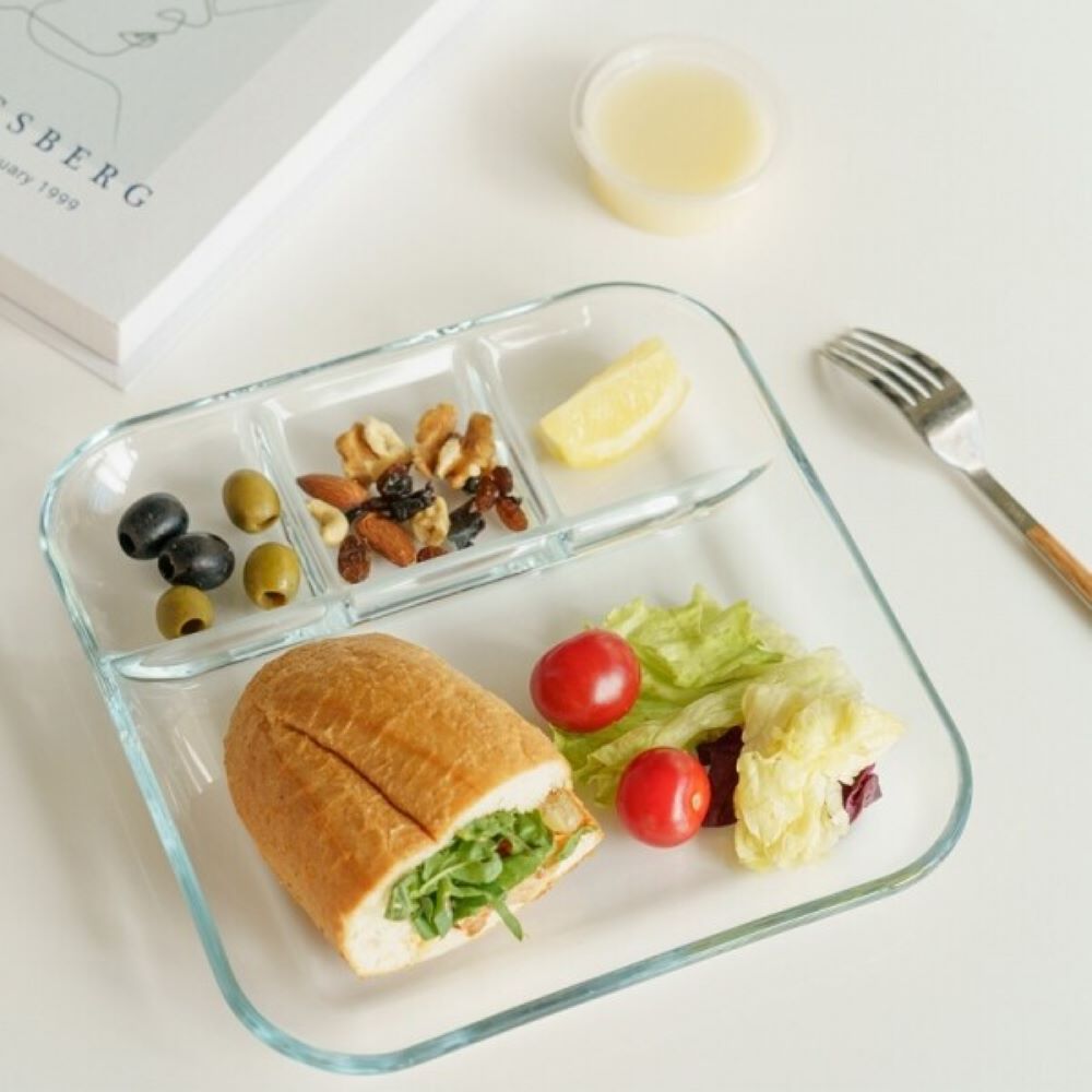 다이어트식판 4구 투명 전자레인지 어른식판