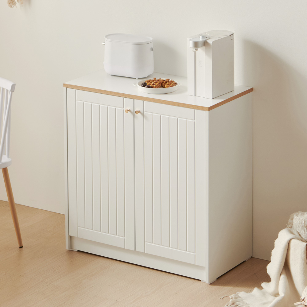 바랑 홈카페수납장 주방 보조 수납장 맘마존 커피머신선반 홈카페장 800x400x830mm, 2단, 화이트 - 상세 이미지 4