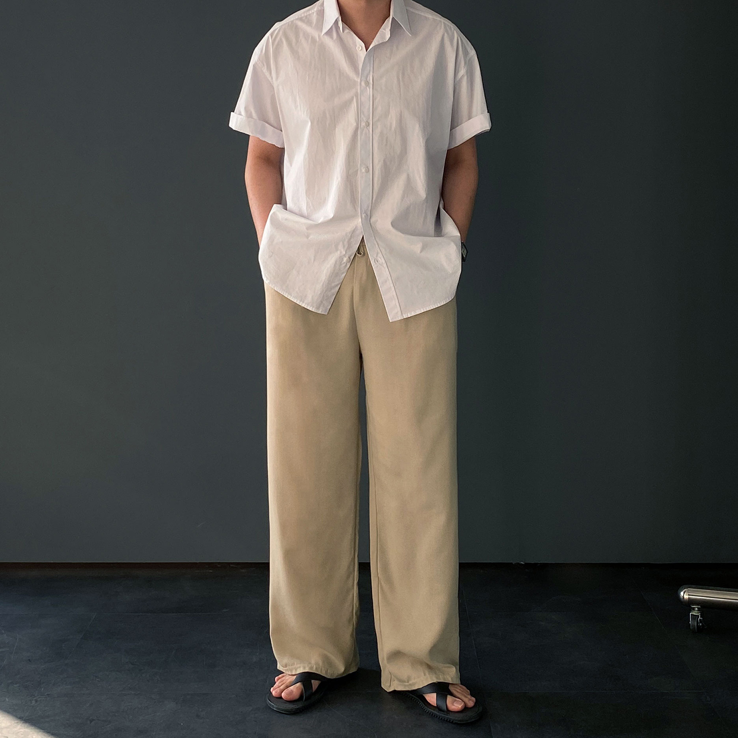 1+1 남자린넨바지 남자와이드팬츠 여름슬랙스 - 상세 이미지 3