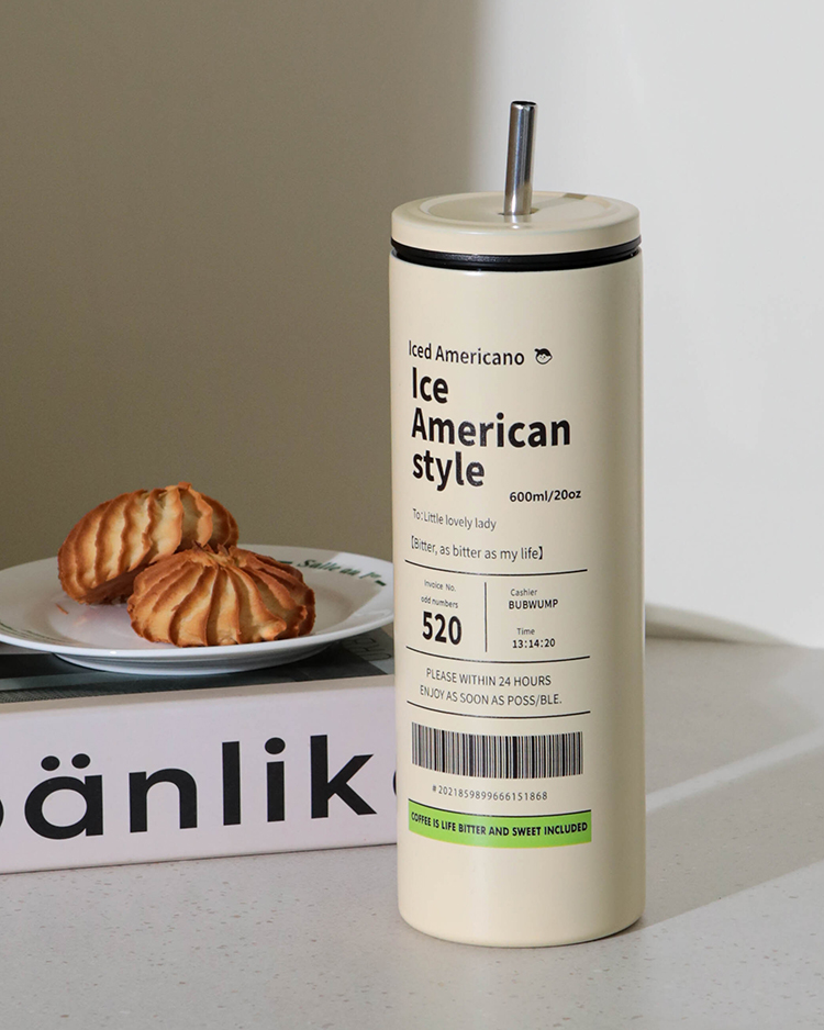 카페 304스텐 슬림 대용량 빨대 텀블러 보온병 700ml 라벨 - 상세 이미지 4
