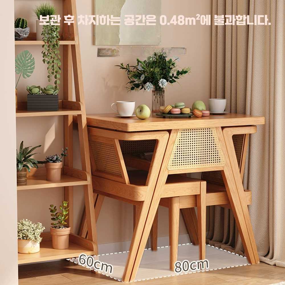 원목 발코니 테이블 의자 침실 거실 베란다 홈카페 원목 테이블 세트-원목색 - 상세 이미지 3