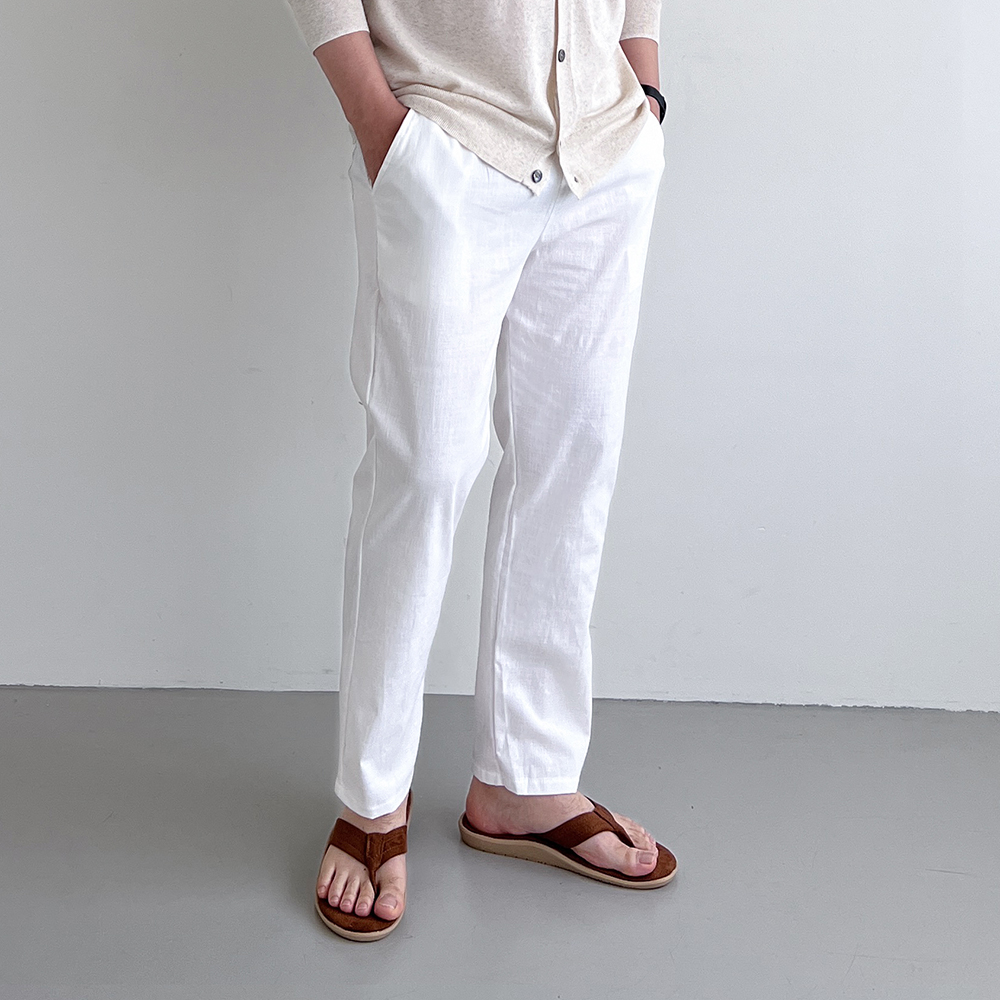 남자흰바지 남자백바지 남성마바지 린넨슬랙스 - 상품 이미지