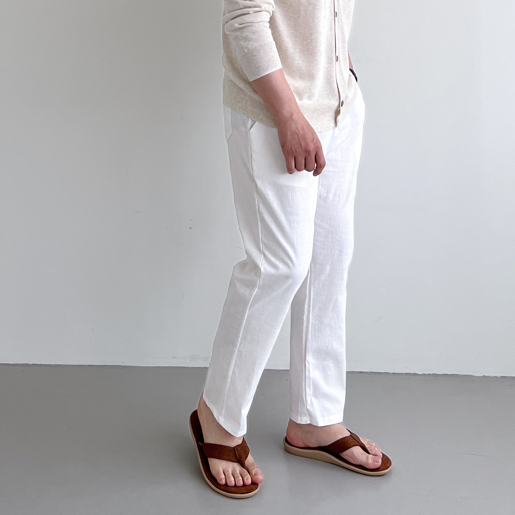 남자흰바지 남자백바지 남성마바지 린넨슬랙스 - 상세 이미지 4