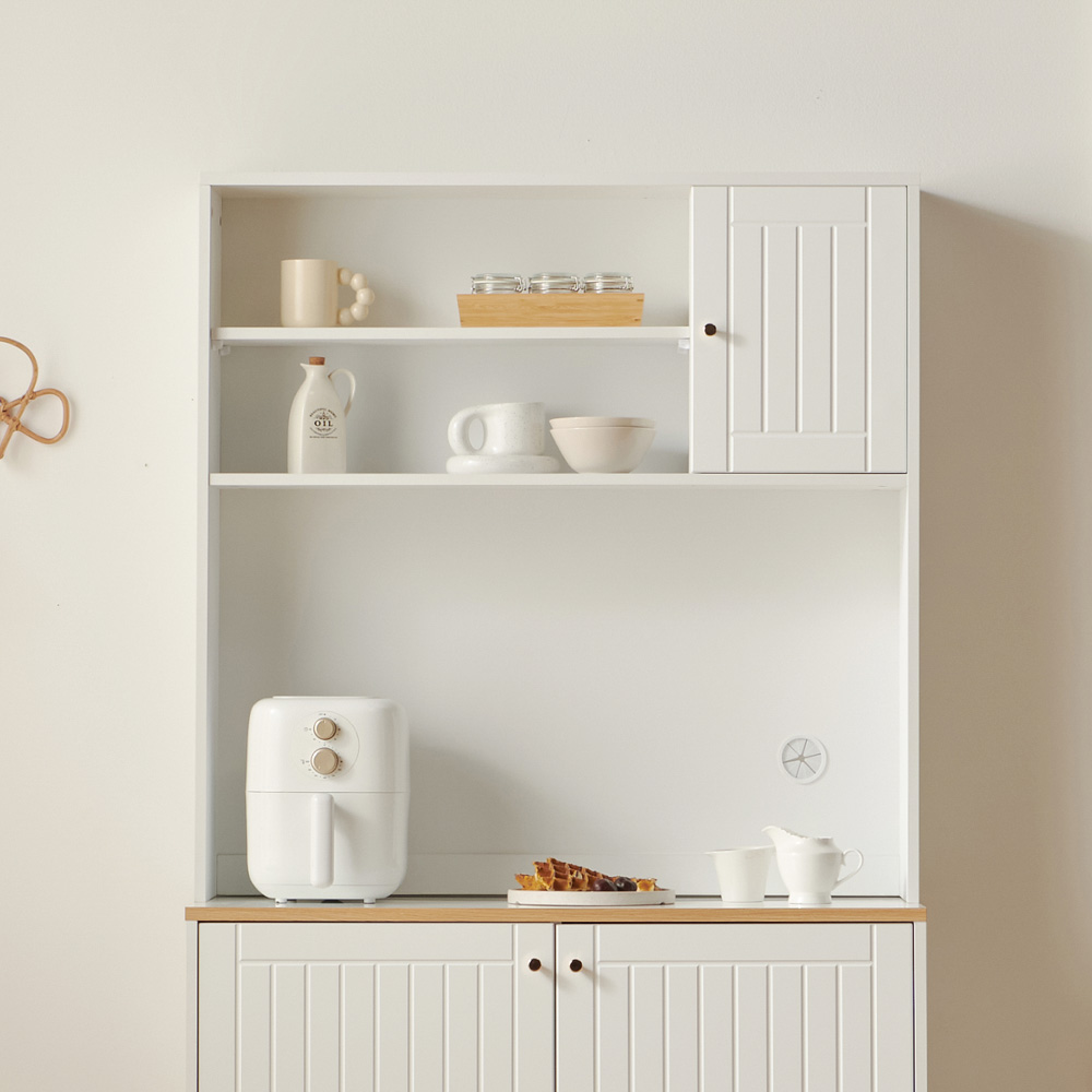 바랑 홈카페장 주방수납장 상부장 그릇장식장 팬트리 맘마존 선반 1000x235x1010mm, 3단, 화이트 - 상세 이미지 2