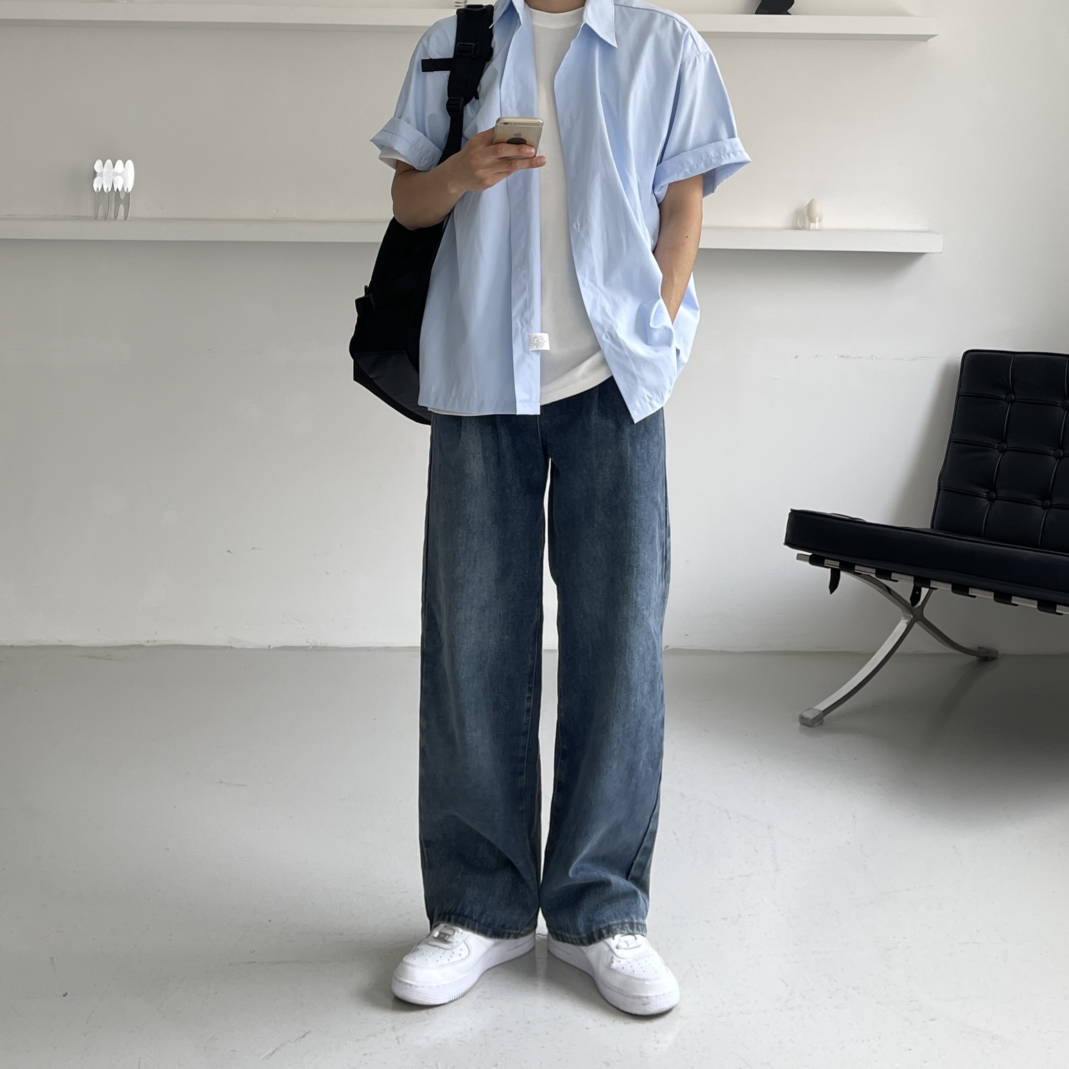 반팔와이셔츠 남자여름남방 남자오버핏셔츠 - 상세 이미지 4