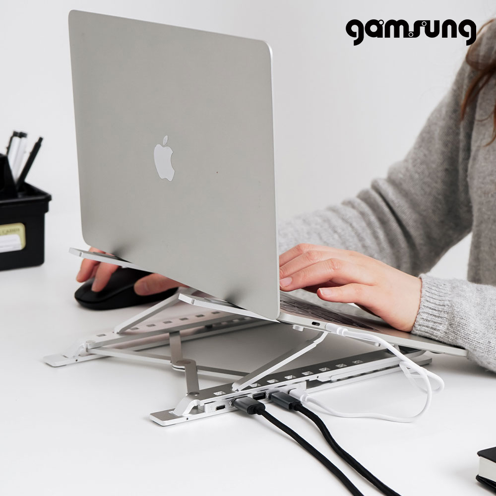USB 멀티허브 노트북 거치대 15단 접이식 C타입 도킹스테이션 감성공장 이미지 8