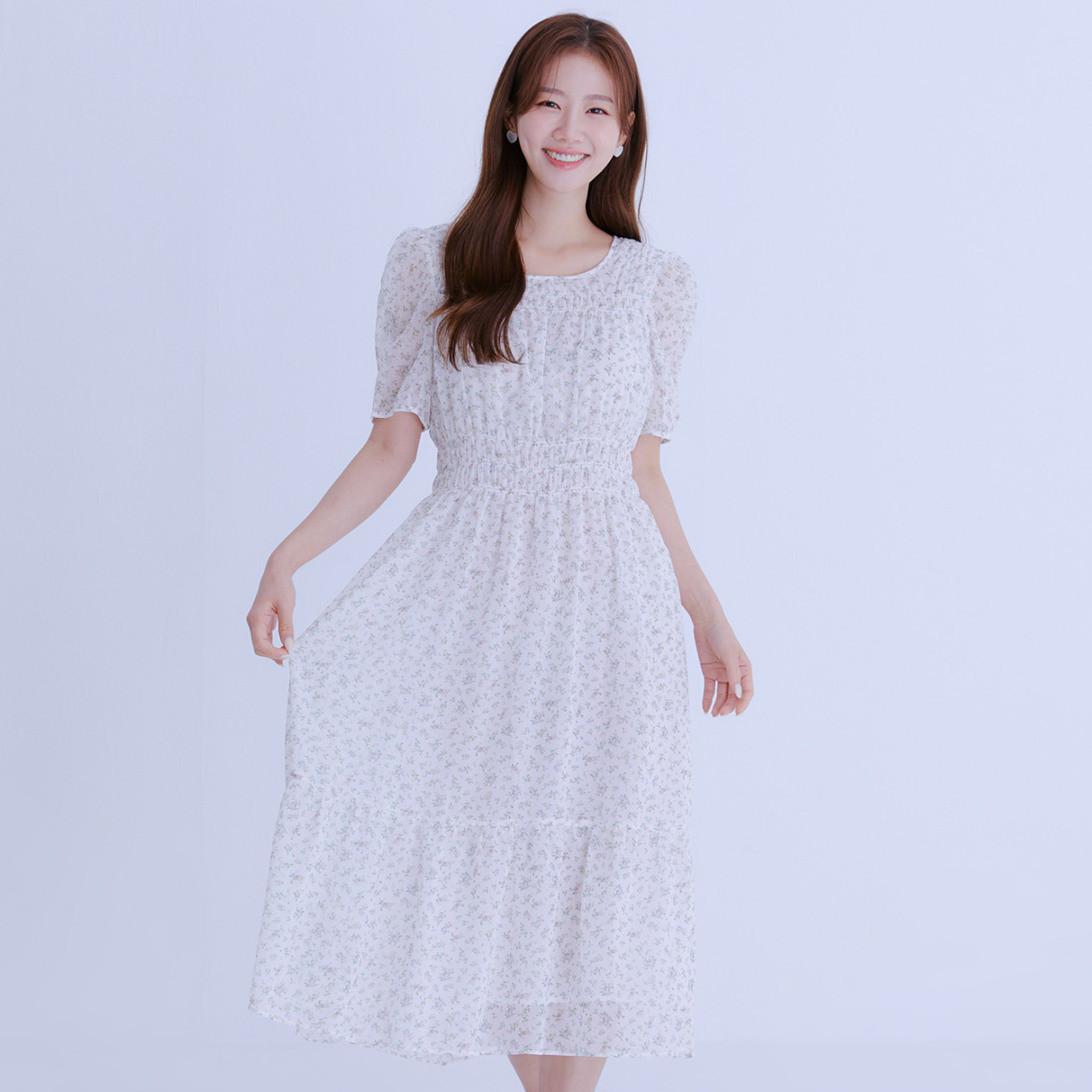 [N배송] 로엠 쉬폰 나염 스모킹 원피스 RMOWE26RT5 - 상세 이미지 3