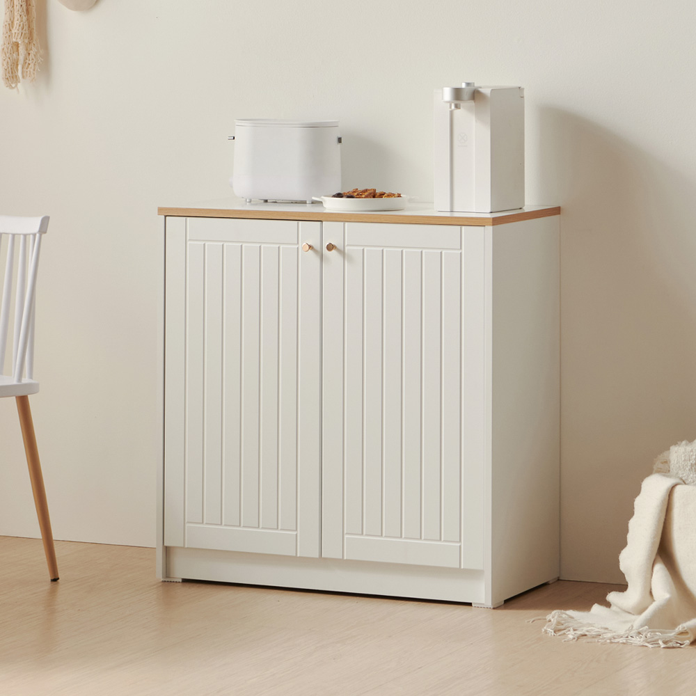 바랑 홈카페수납장 주방 보조 수납장 맘마존 커피머신선반 홈카페장 800x400x830mm, 2단, 화이트 - 상품 이미지