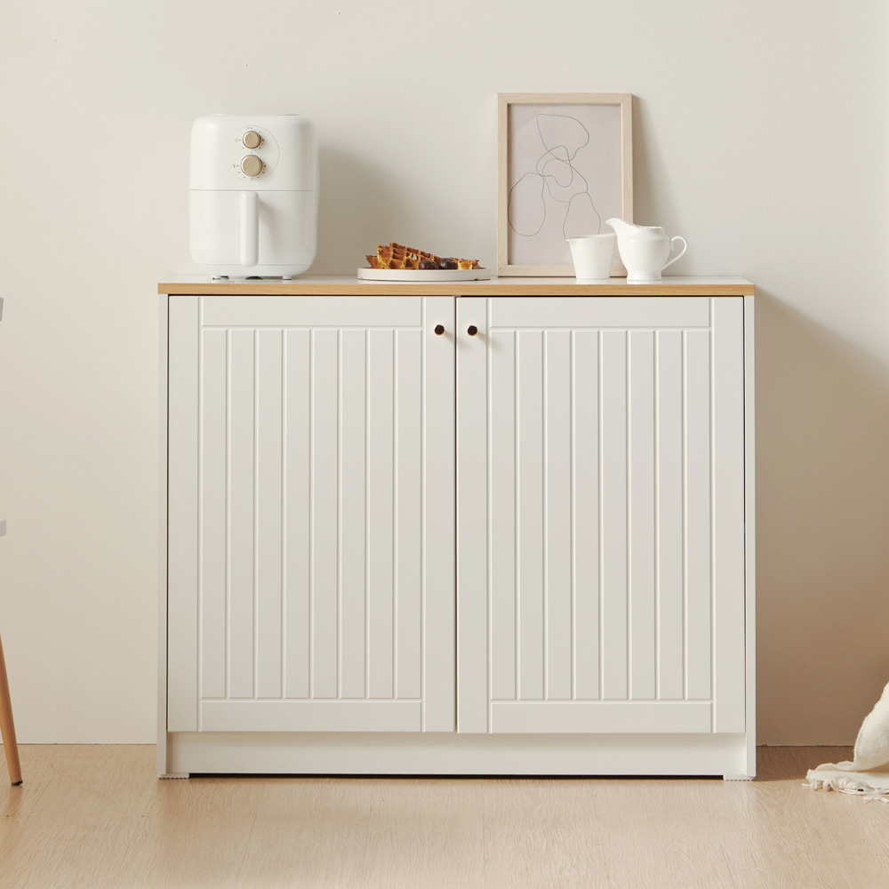 바랑 홈카페수납장 주방 보조 수납장 맘마존 커피머신선반 홈카페장 1000x400x830mm, 2단, 화이트 - 상세 이미지 2