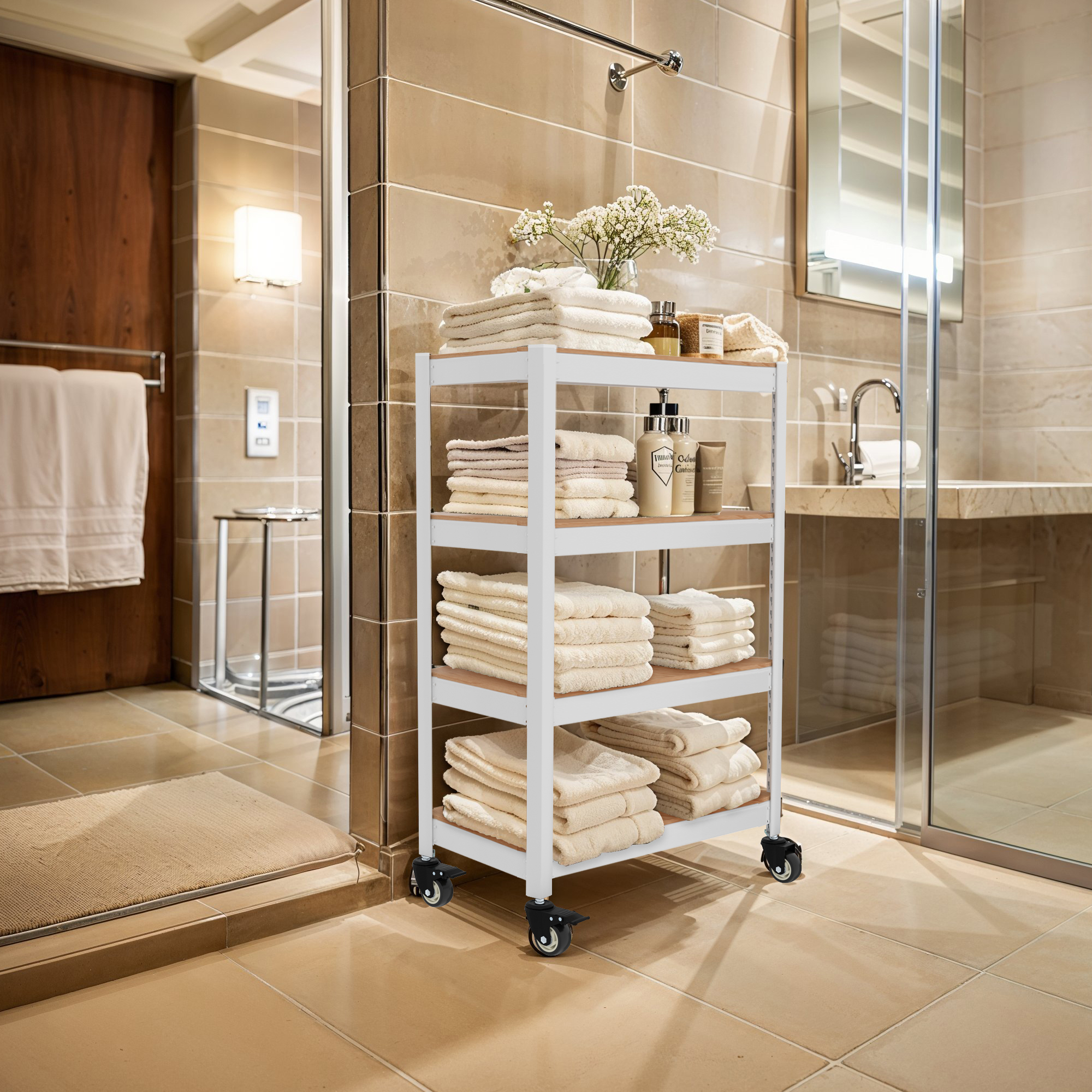 홈던트하우스 바퀴선반 이동식 서빙카트 수납장 주방선반 베란다 400x400x600 2단