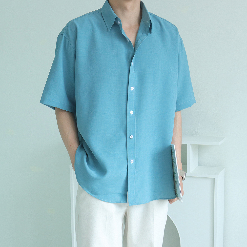 남자반팔셔츠 구김없는 오버핏 여름 남방 남자 린넨 셔츠
