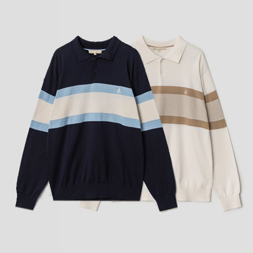 [BEANPOLE] 빈폴 멘 조직 블럭 칼라 니트 티셔츠 (BC2251A12_) 제품 이미지