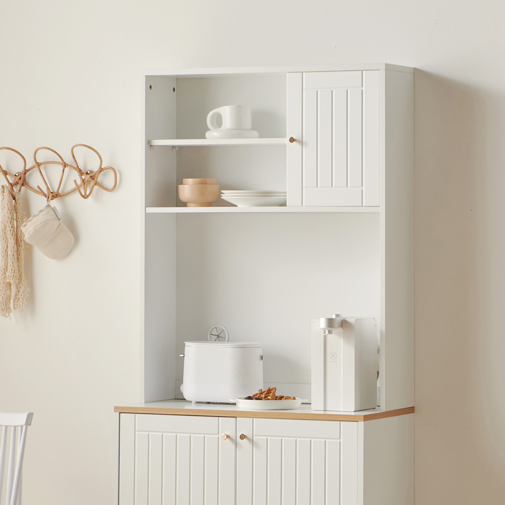 바랑 홈카페장 주방수납장 상부장 그릇장식장 팬트리 맘마존 선반 800x235x1010mm, 3단, 화이트 - 상세 이미지 3