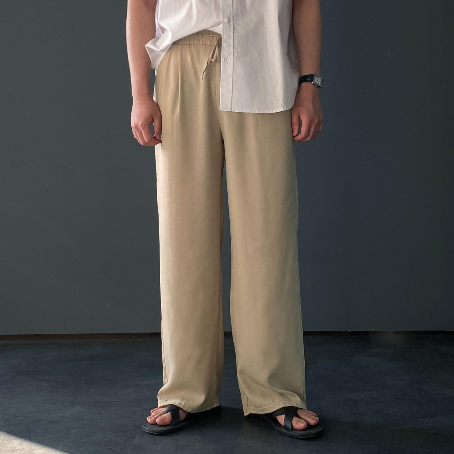 1+1 남자린넨바지 남자와이드팬츠 여름슬랙스 - 상세 이미지 2