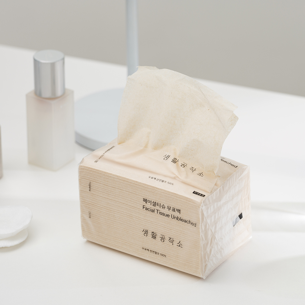 생활공작소 무표백 각티슈 미용티슈 250매 12팩