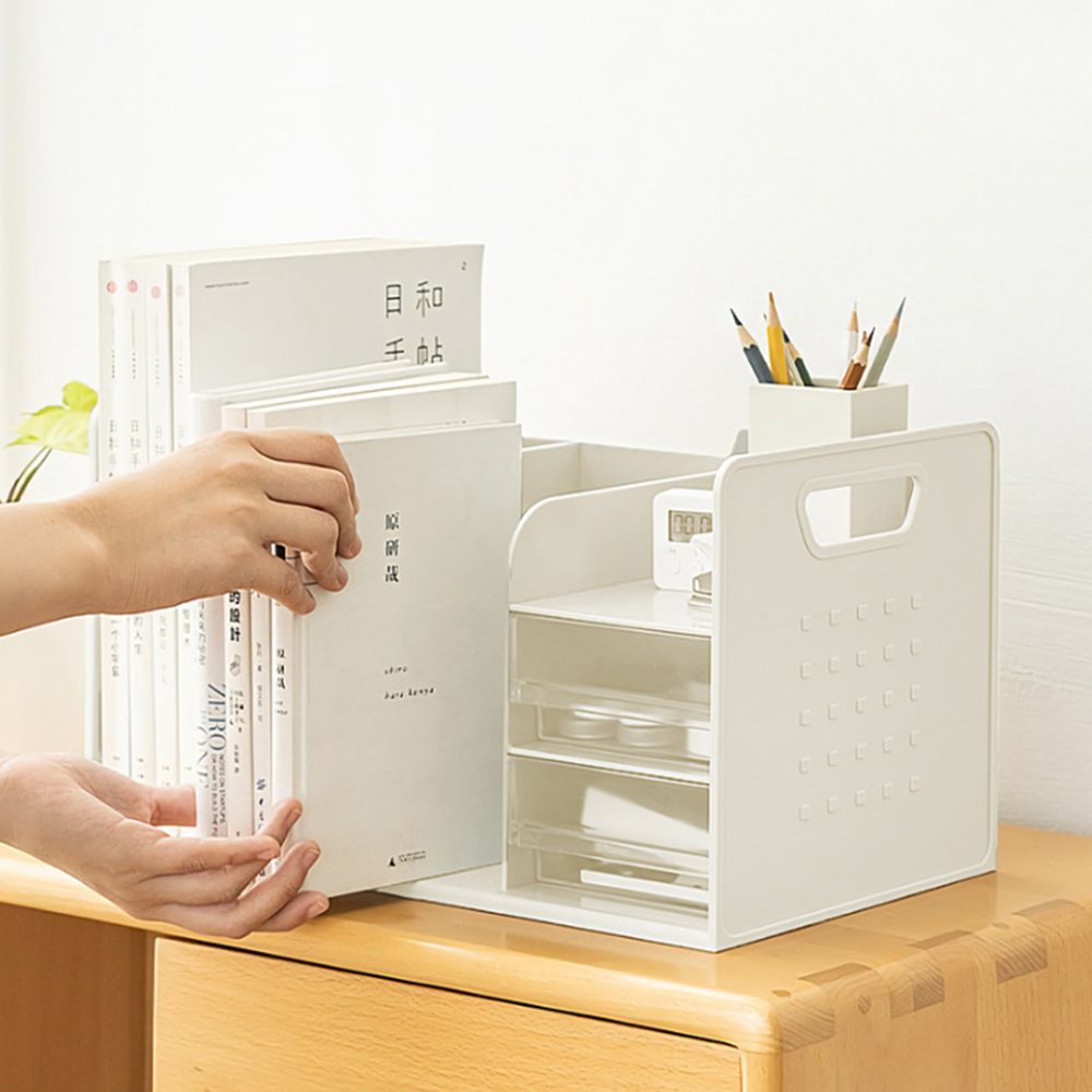 1단책꽂이 책상위 책장 정리선반 사무실 미니서랍장 파일꽂이