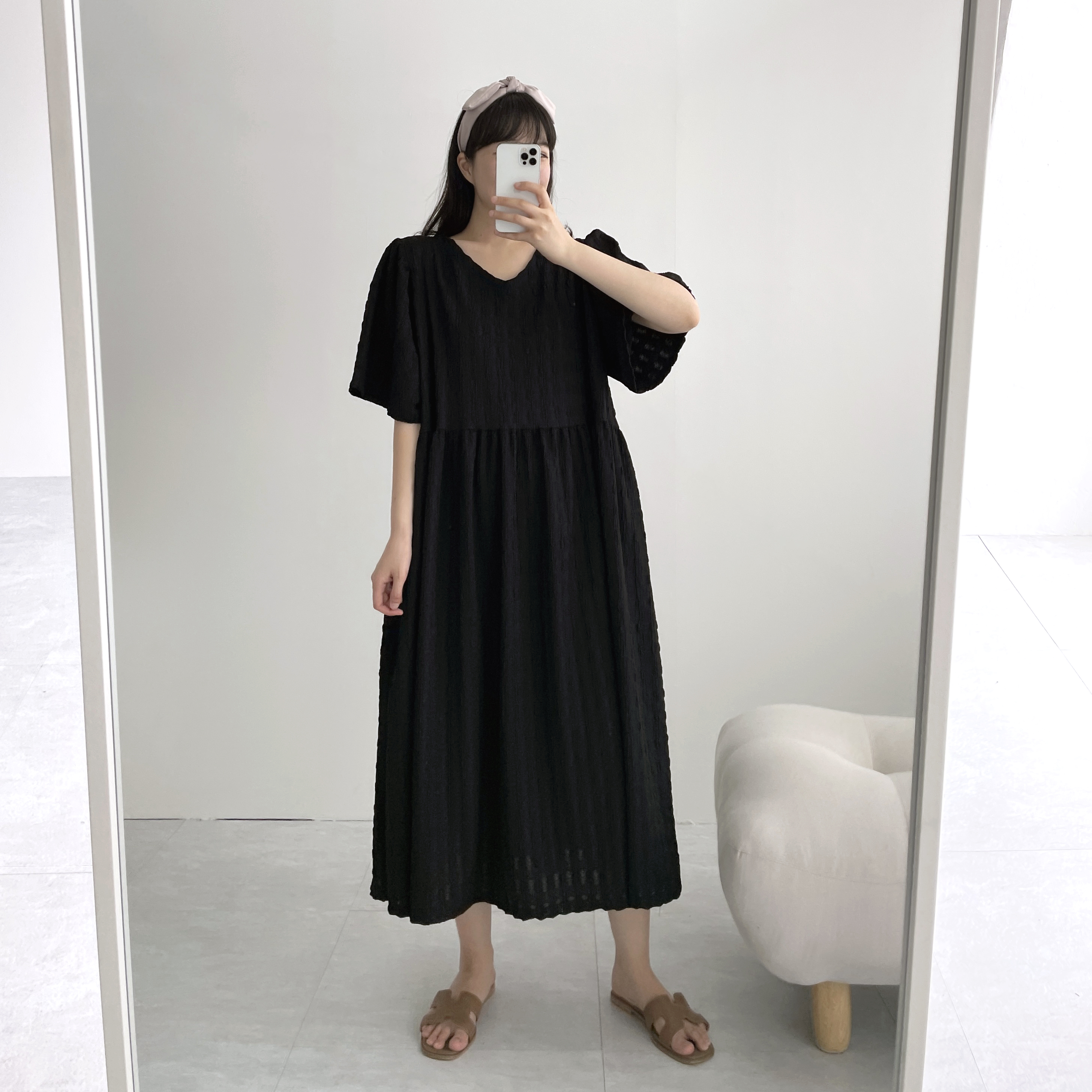 여신원피스 날개 엠보원피스 77사이즈원피스 이미지 6