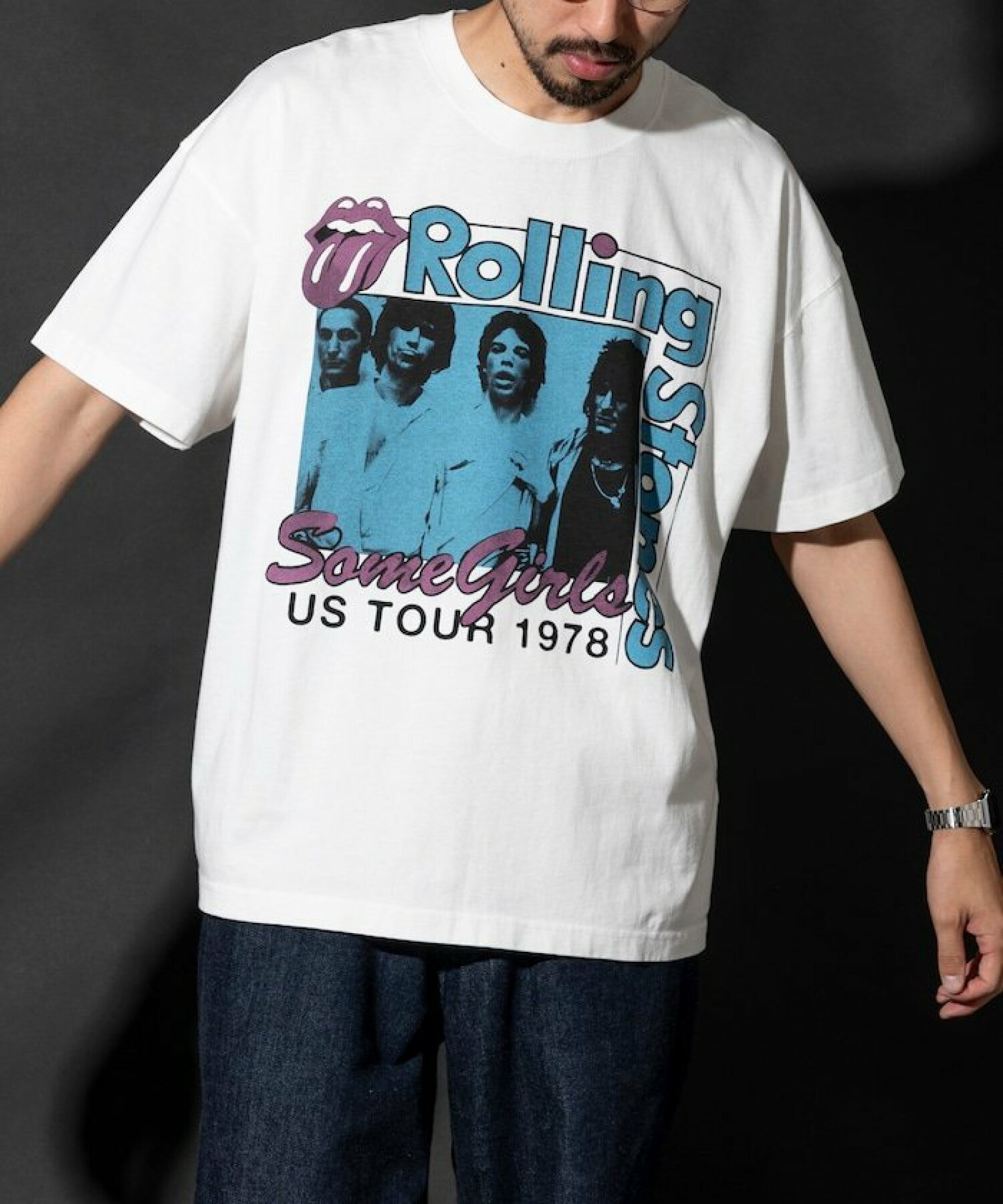 프릭스스토어 x ROLLING STONES TOUR 빅 실루엣 프론트 프린트 크루넥 티셔츠 - 상세 이미지 4