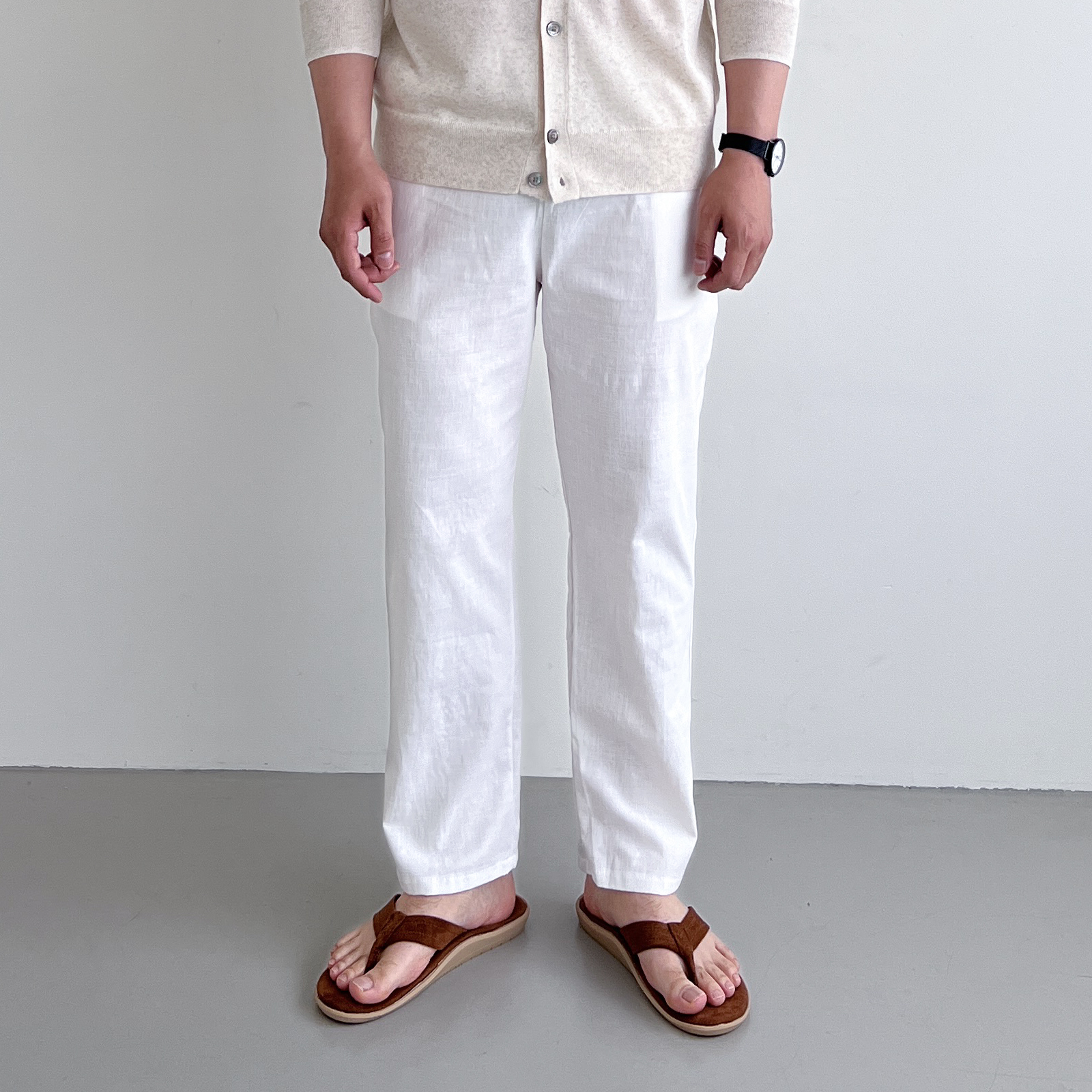 남자흰바지 남자백바지 남성마바지 린넨슬랙스 - 상세 이미지 3