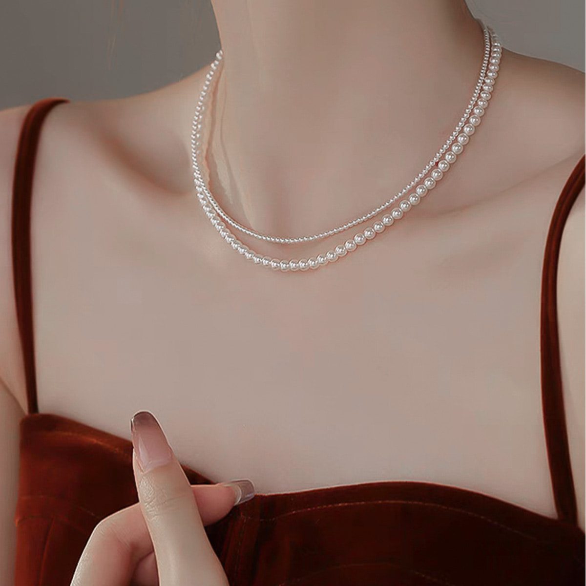 진주알 기본 심플 데일리 클래식 2Size 목걸이 [2mm 4mm]  N303 - 상세 이미지 4