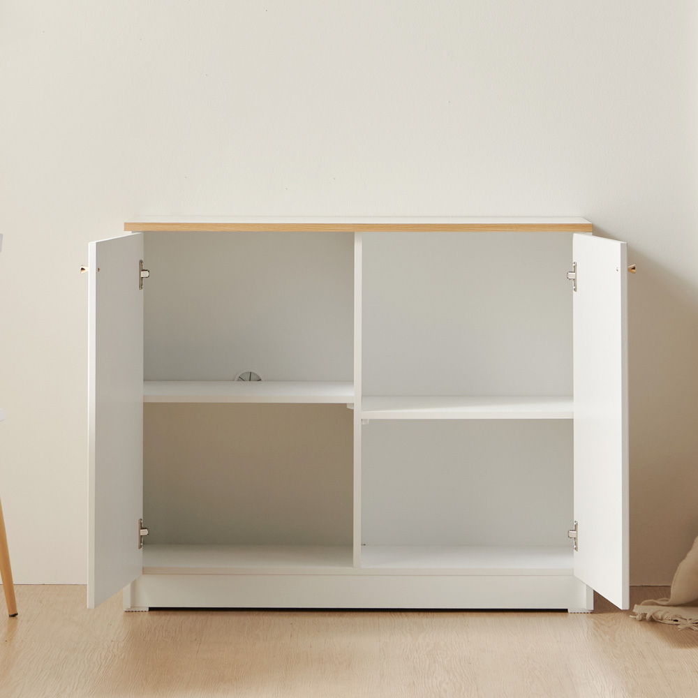 바랑 홈카페수납장 주방 보조 수납장 맘마존 커피머신선반 홈카페장 1000x400x830mm, 2단, 화이트 - 상세 이미지 3