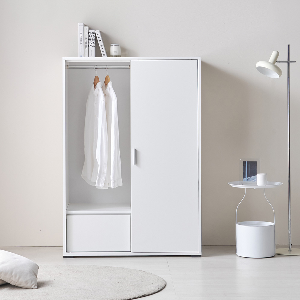 누비아 낮은 슬라이드 옷장 시스템장 드레스룸 슬라이딩 수납 시스템옷장 1000x550x1456mm, 서랍형, 화이트