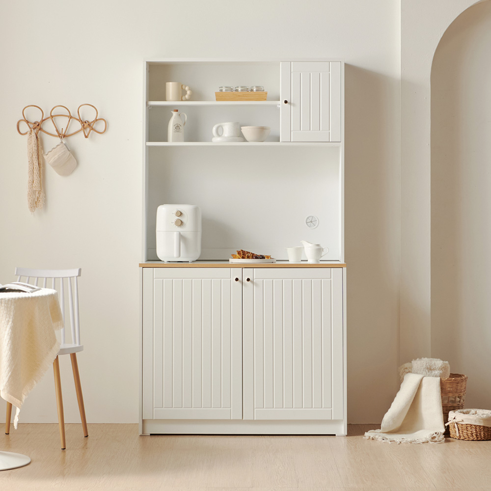 바랑 홈카페수납장 주방 보조 수납장 맘마존 커피머신선반 홈카페장 1000x400x1840mm, 5단, 화이트 - 상세 이미지 2