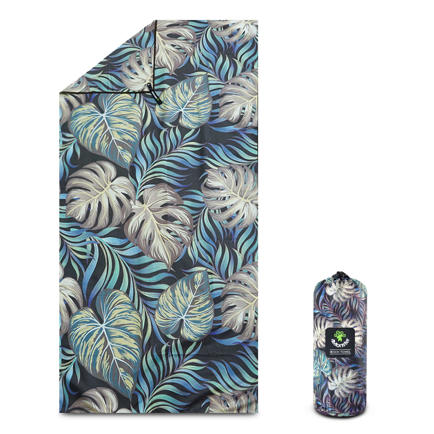 트로피칼 비치타월 파우치 극세사 타월 대형 다용도 수건 바이올렛