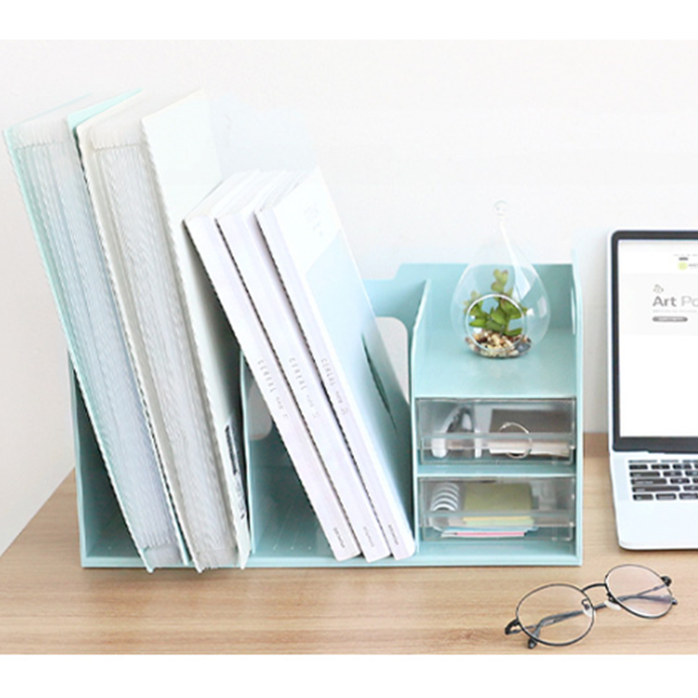 1단책꽂이 책상위 책장 정리선반 사무실 미니서랍장 파일꽂이