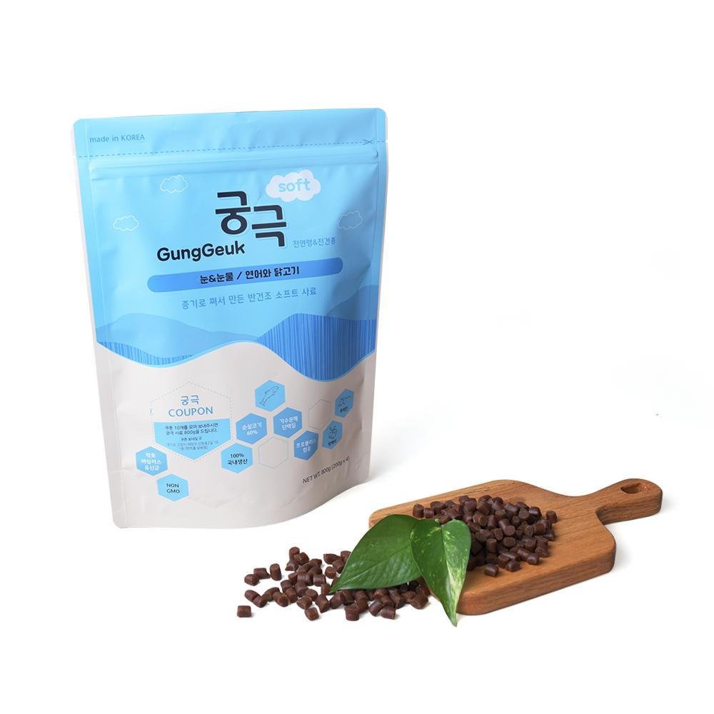 궁극 소프트 강아지 반려견 사료 연어&닭고기 눈&눈물 800g - 상품 이미지