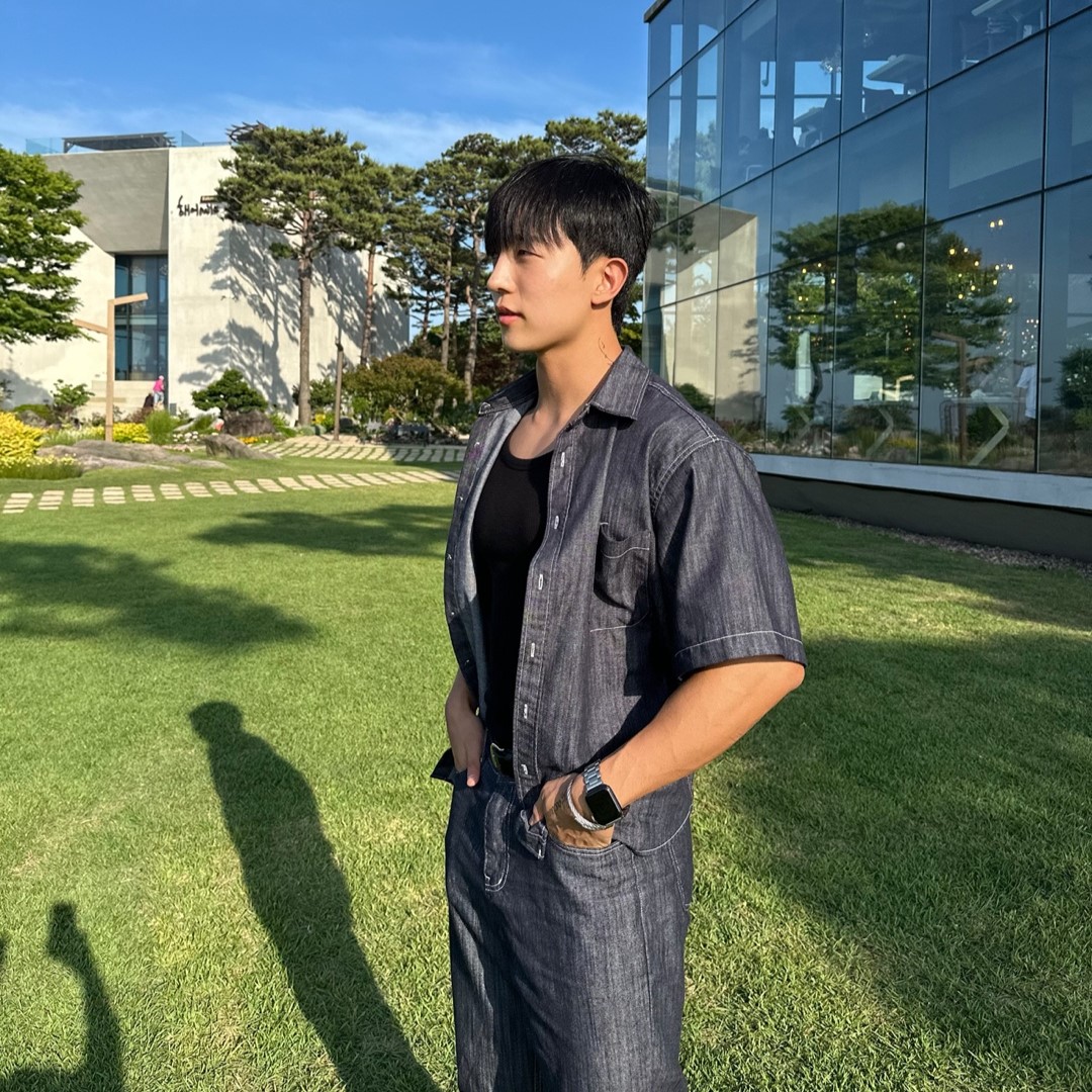 남자 데님 반팔셔츠 여름용 생지데님 셔츠 - 상품 이미지