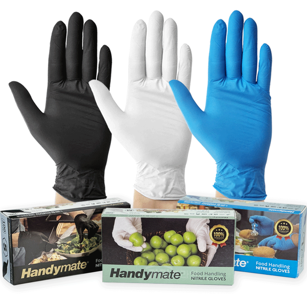 핸디메이트 니트릴장갑 100매 두꺼운 식품용 라텍스프리 요리 요리용 쉐프 블랙 XL
