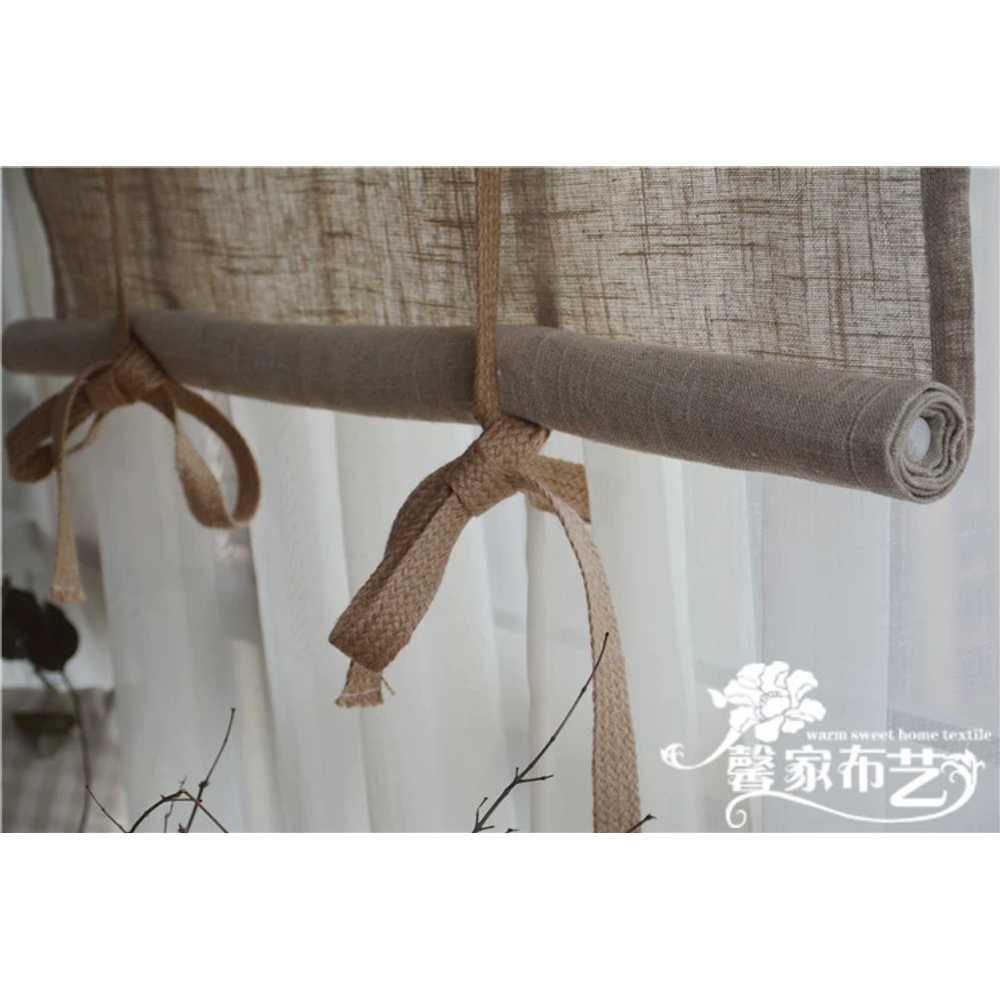 린넨 블라인드 커튼 한옥 가리개 베란다 창문 쉐이드 삼베 롤스크린 130x100 - 상세 이미지 3