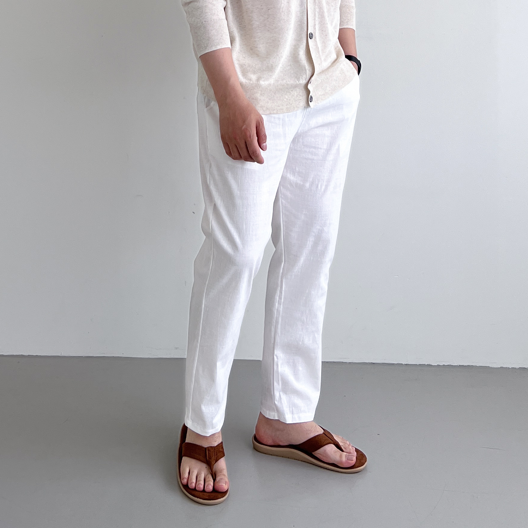 남자흰바지 남자백바지 남성마바지 린넨슬랙스 - 상세 이미지 2