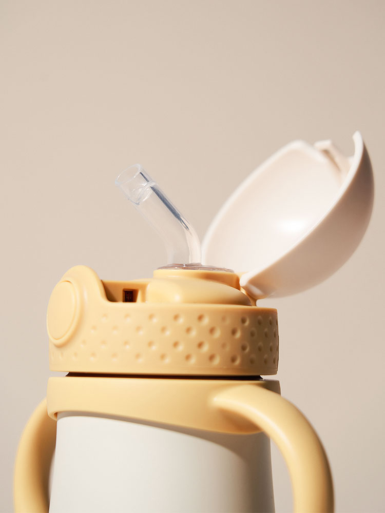 [젖병식기세정제 GIFT] 마더케이 허그 보온보냉 스테인리스 원터치 아기 스텐빨대컵 350ml - 상세 이미지 5